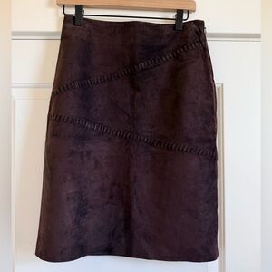 INC International Concepts Dark Brown Suede A-Line Skirt